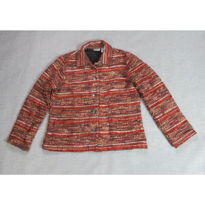 Chicos Blazer Jacket Womens Size 0 Multicolor Woven Button Up Work Retro Granny